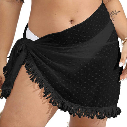 Beach Sarong Pareo Womens Semi-Sheer Swimwear Cover Ups Short Skirt with Tassels