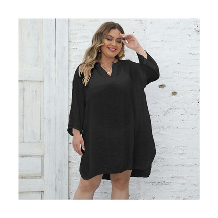 Women's Plus Size Cover Up Shirt V-Neck Swimsuit Beach Bikini Beachwear Dress