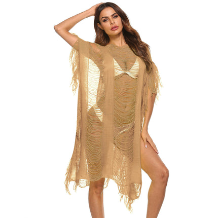 Women Swimsuits Cover Up Crochet Hollow Out Tassel Bathing Suit Coverups Summer Dress