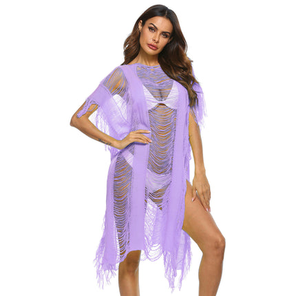 Women Swimsuits Cover Up Crochet Hollow Out Tassel Bathing Suit Coverups Summer Dress