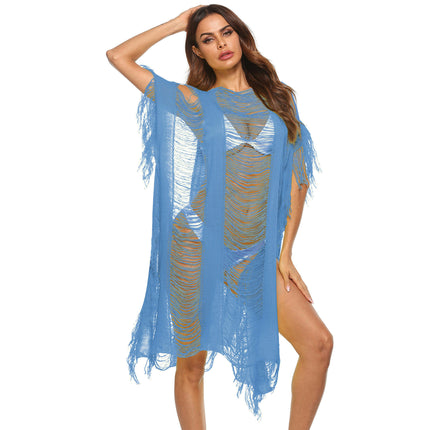 Women Swimsuits Cover Up Crochet Hollow Out Tassel Bathing Suit Coverups Summer Dress