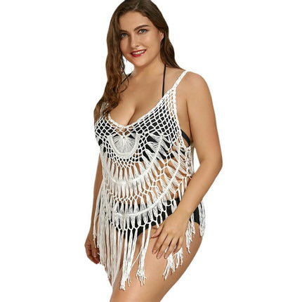 Womens Swimsuits Hollow Out Cover Ups Crochet Beach Bikini Tassels Coverups