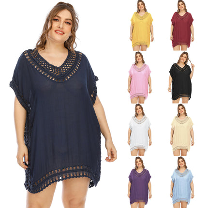 Womens Plus Size Cover Ups Crochet Chiffon Beach Bathing Suit Bikini Coverups Dress