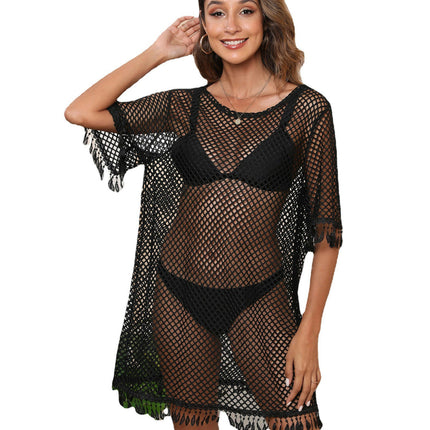 Womens Crochet Hollow Out Tassel Sexy Beach Bikini Bathing Suit Cover Up