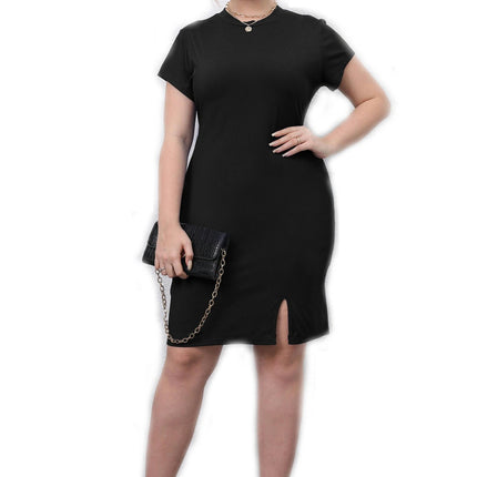 Women's Plus Size Summer Bodycon Short Sleeve Dress Crew Neck Basic Stretch Dresses