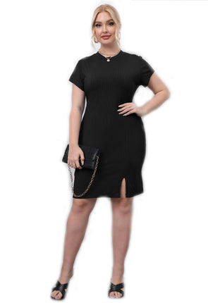 Women's Plus Size Summer Bodycon Short Sleeve Dress Crew Neck Basic Stretch Dresses