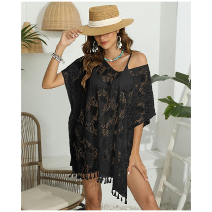 Womens Lace Tassel Beachwear Cover Up Bikini Swimsuit Cover-ups