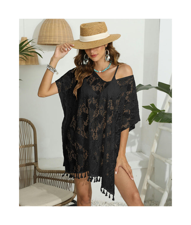 Womens Lace Tassel Beachwear Cover Up Bikini Swimsuit Cover-ups