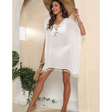 Womens Swimsuit Cover Ups Crochet Bathing Suit Coverups Bikini Tassels Dress