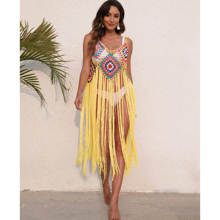 Womens Swimsuits Cover Ups Crochet Hollow Out Tassel Bikini Coverup Dresses