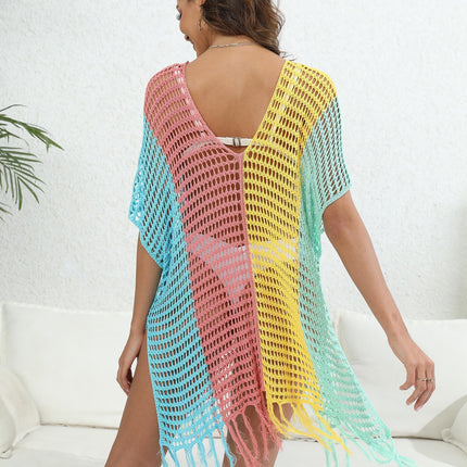 Women's Crochet Swimsuit Cover Up Knitted Tassels Beach Cover Up Dress