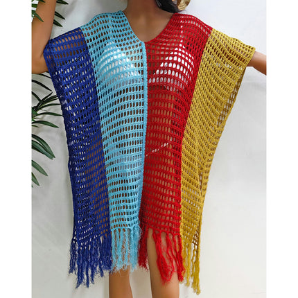 Women's Crochet Swimsuit Cover Up Knitted Tassels Beach Cover Up Dress