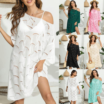 Women's Hollow Out Crochet Beach Dresses Knit Swimsuit Coverups