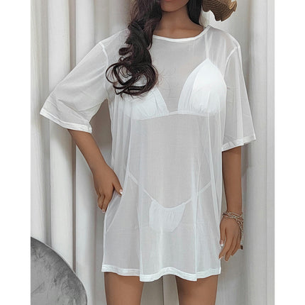 Women's Swimsuit Cover Ups Beach Swimwear See Through Sheer Mesh Dress