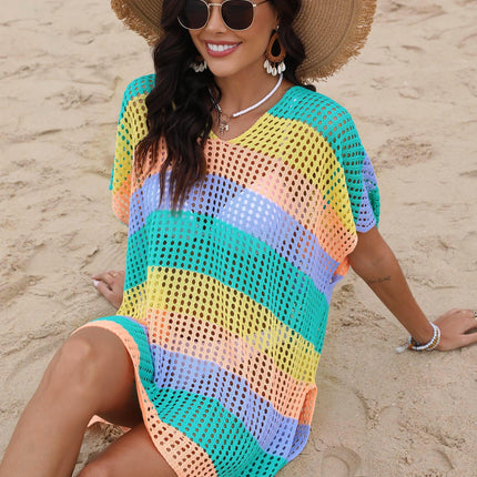 Women Crochet Side Split Bikini Bathing Suit Beach Coverups Loose Dress