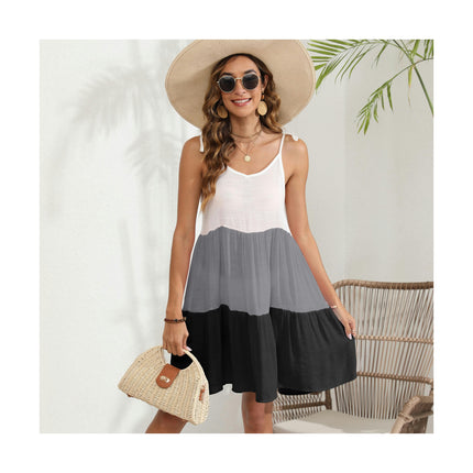 Women's Tie Shoulder Spaghetti Strap Ruffle Hem Cami Dress