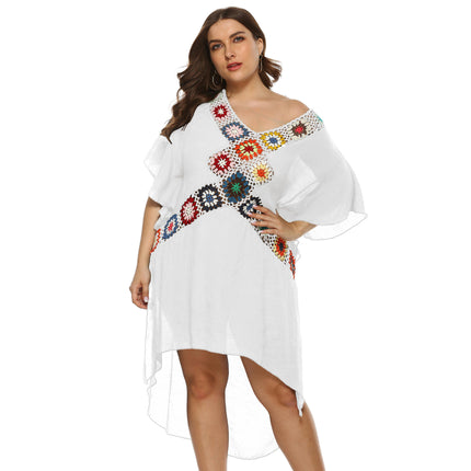 Women's Plus Size Crochet Cover Up Chiffon Bikini Swimsuit Beach Cover Up Dress