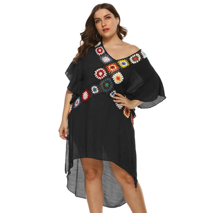 Women's Plus Size Crochet Cover Up Chiffon Bikini Swimsuit Beach Cover Up Dress