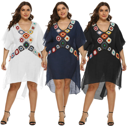 Women's Plus Size Crochet Cover Up Chiffon Bikini Swimsuit Beach Cover Up Dress