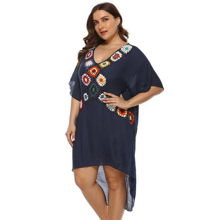 Women's Plus Size Crochet Cover Up Chiffon Bikini Swimsuit Beach Cover Up Dress