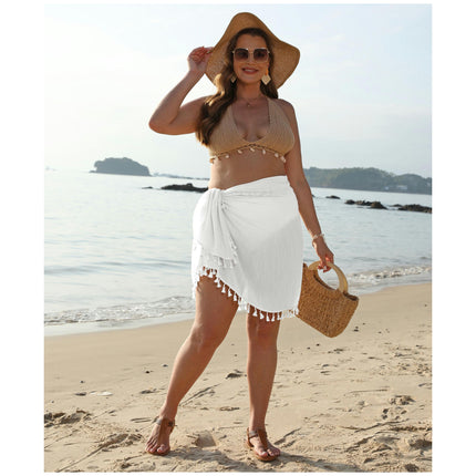 Womens Beach Wrap Skirt Sarong Chiffon Tassels Short Swimsuit Bikini Cover Ups