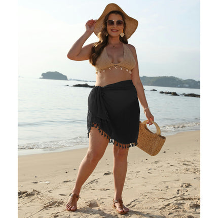 Womens Beach Wrap Skirt Sarong Chiffon Tassels Short Swimsuit Bikini Cover Ups