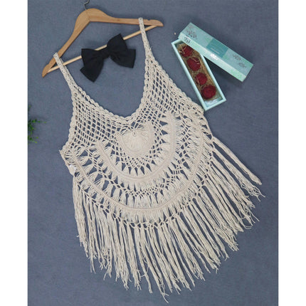 Women'S Swimsuit Cover Up Crochet Tassel Hollow Out Dresses