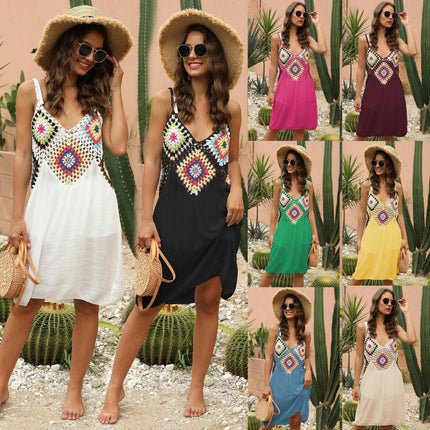 Women's Bathing Suit Cover Ups Crochet Bikini Beach Swimsuit Coverups Cami Dress