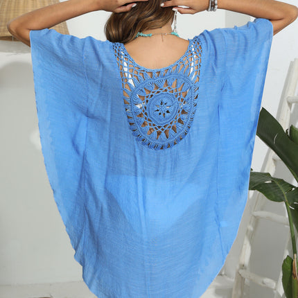 Women Crochet Swimsuit Coverups V Neck Hollow Out Tassel Summer Beach Cover Up Dress