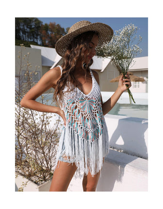 Spaghetti Strap Tassel Crochet Cover Ups for Women Swimsuit Cover Up Dress