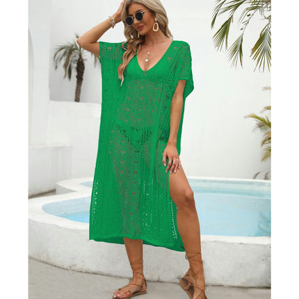 Womens Crochet V Neck Hollow Out Beach Cover Up Dress