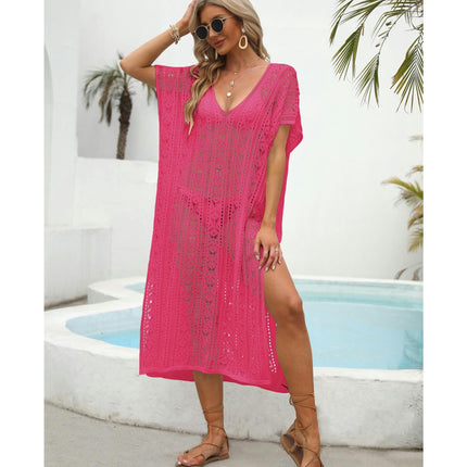 Womens Crochet V Neck Hollow Out Beach Cover Up Dress