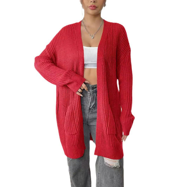 Women's Sweaters Long Sleeve Open Front Knit pocket Cardigan