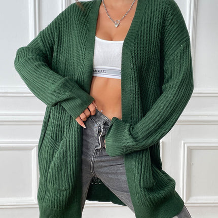 Women's Sweaters Long Sleeve Open Front Knit pocket Cardigan