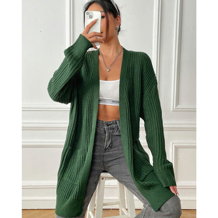 Women's Sweaters Long Sleeve Open Front Knit pocket Cardigan