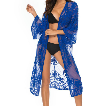 Womens Swimsuit Coverup Long Beach Lace Kimono Summer Cardigan