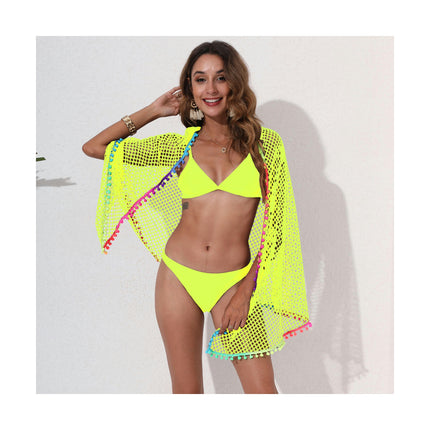 Crochet Sarong Swimsuit Coverups for Women Bathing Suit Cover ups Bikini Beach Tassel Wrap Skirt