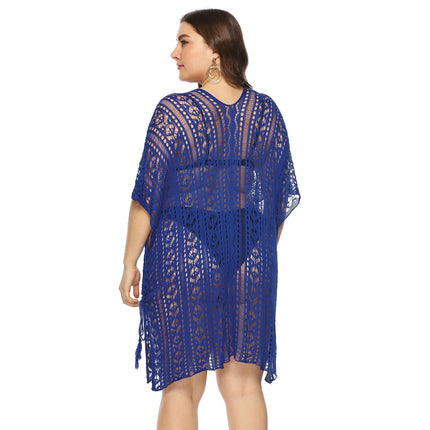 Women's Plus Size Bathing Suit Cover Up for Beach Pool Swimwear Crochet Hollow Out Dress