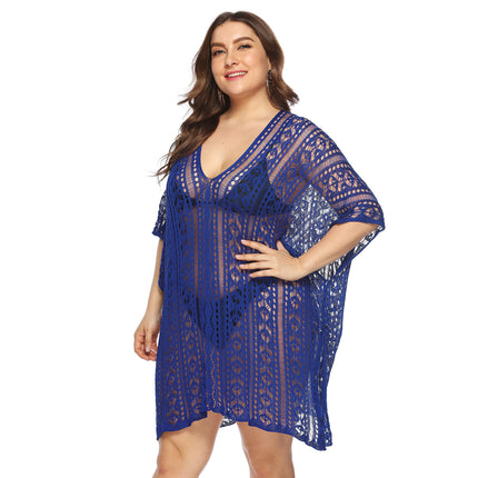 Women's Plus Size Bathing Suit Cover Up for Beach Pool Swimwear Crochet Hollow Out Dress