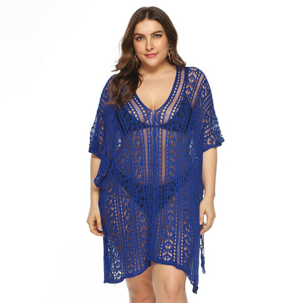 Women's Plus Size Bathing Suit Cover Up for Beach Pool Swimwear Crochet Hollow Out Dress