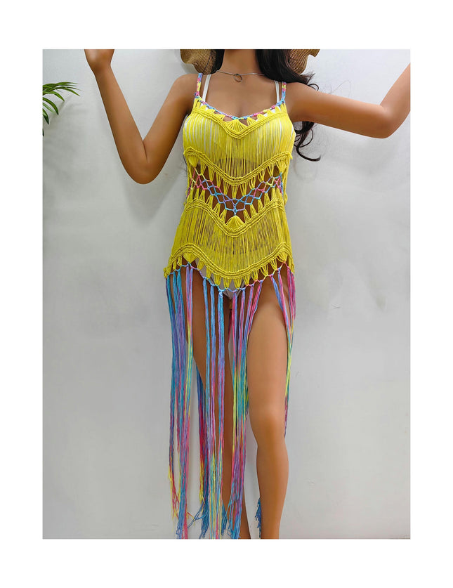 Women's Bathing Suit Cover Ups Beach Tassel Crochet Swimsuits Coverups Dress