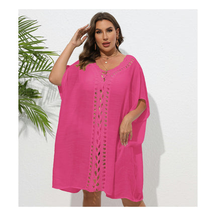 Womens Crochet Bathing Suit Coverups Bikini Chiffon Dress V Neck Beach Covers Dress