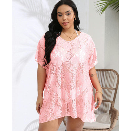 Womens Plus Size Swimsuit Coverups Lace V Neck Bathing Suit Beach Cover Up Dress