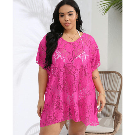 Womens Plus Size Swimsuit Coverups Lace V Neck Bathing Suit Beach Cover Up Dress