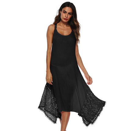 Women's Crisscross Lace Up Backless Flowy Cami Maxi Dress