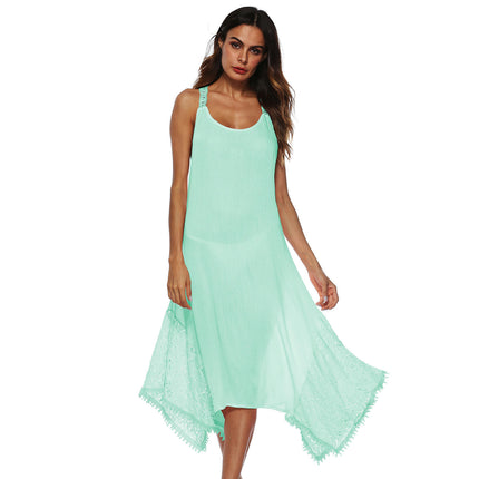 Women's Crisscross Lace Up Backless Flowy Cami Maxi Dress