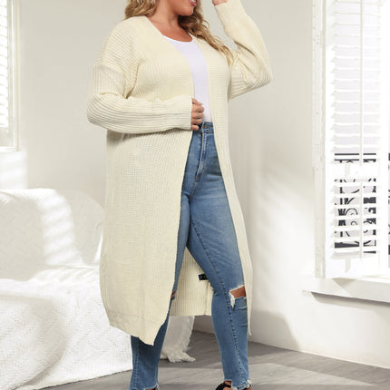 Women's Oversized Solid Long Sleeve Open Front Long Cardigan