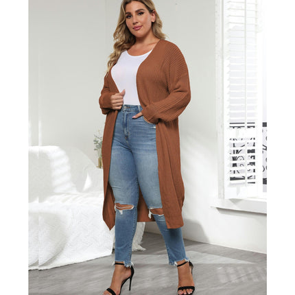 Women's Oversized Solid Long Sleeve Open Front Long Cardigan