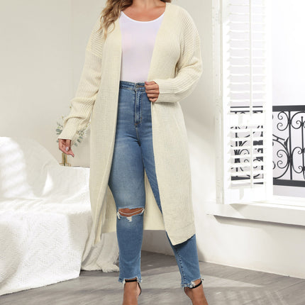 Women's Oversized Solid Long Sleeve Open Front Long Cardigan