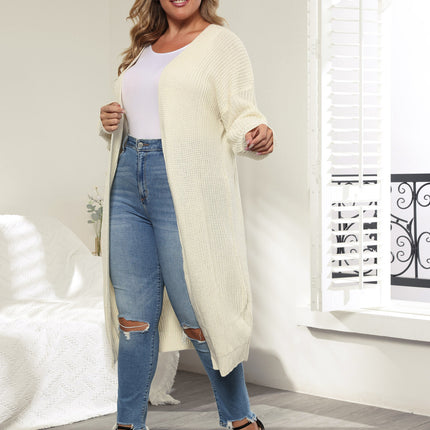 Women's Oversized Solid Long Sleeve Open Front Long Cardigan